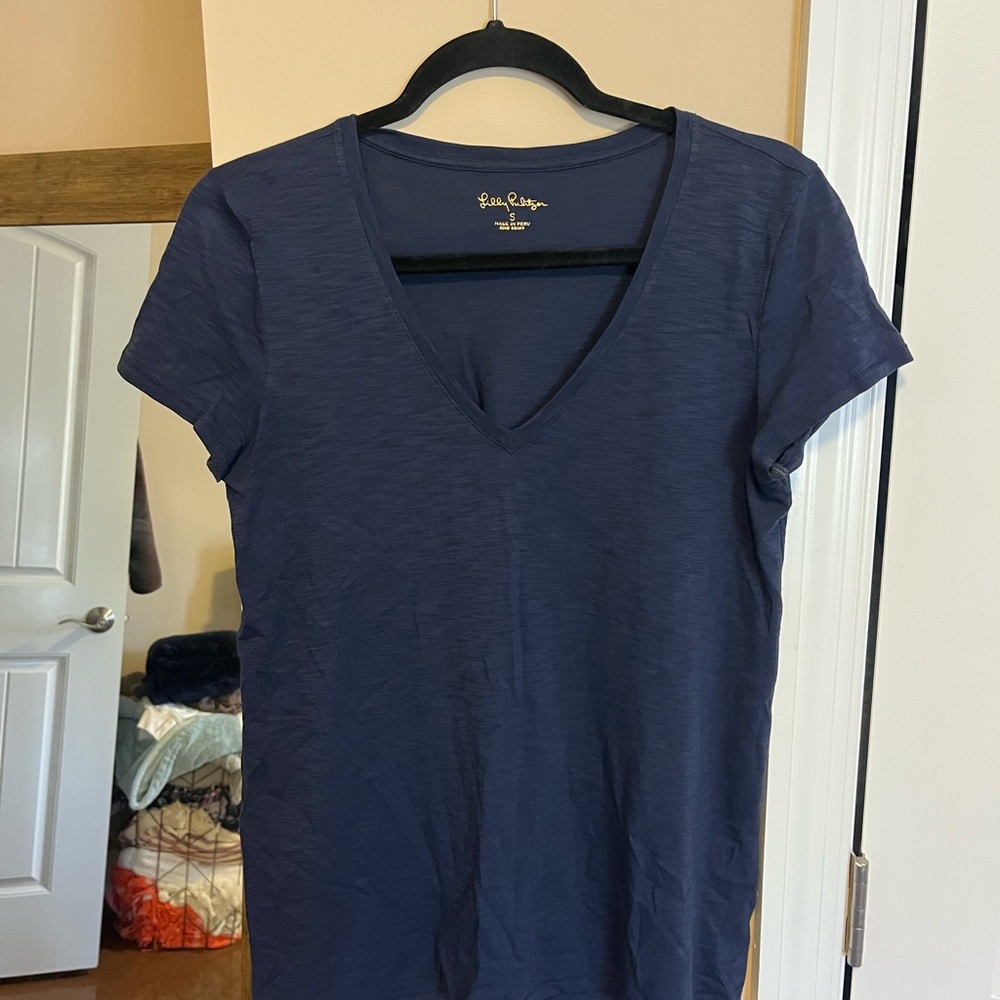 Lilly Pulitzer Deep Blue V-Neck Tee